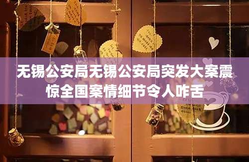 无锡公安局无锡公安局突发大案震惊全国案情细节令人咋舌