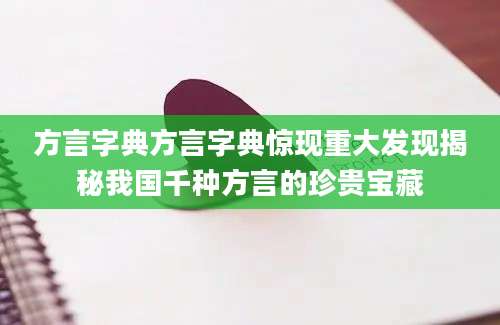 方言字典方言字典惊现重大发现揭秘我国千种方言的珍贵宝藏