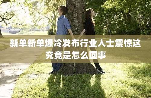 新单新单爆冷发布行业人士震惊这究竟是怎么回事