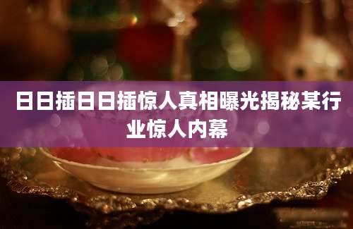 日日插日日插惊人真相曝光揭秘某行业惊人内幕
