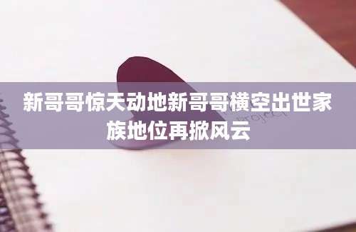 新哥哥惊天动地新哥哥横空出世家族地位再掀风云