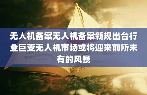 无人机备案无人机备案新规出台行业巨变无人机市场或将迎来前所未有的风暴