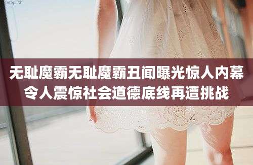 无耻魔霸无耻魔霸丑闻曝光惊人内幕令人震惊社会道德底线再遭挑战